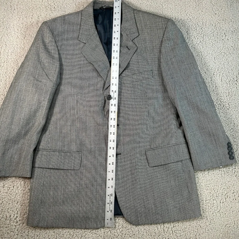 Marzotto by David Bios Mens 40S Wool Blazer Jacket Grey Micro Pattern Italy